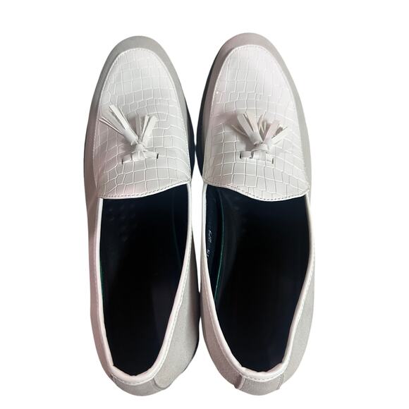 White Croc Suede Tassel Lug Leather Loafers Style AR 19015 NWOT Men\'s 10 main image 8